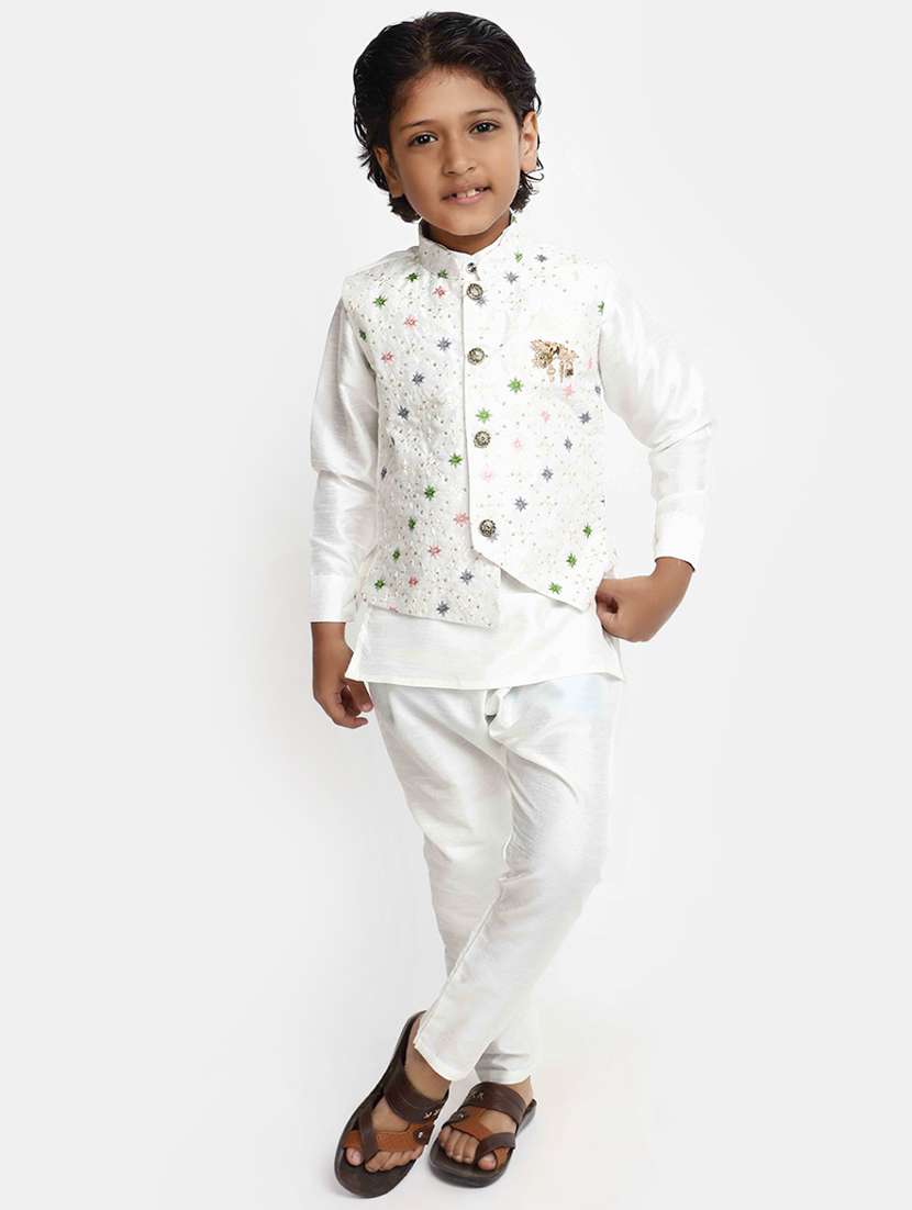 boys cotton kurta pyjama with jacket