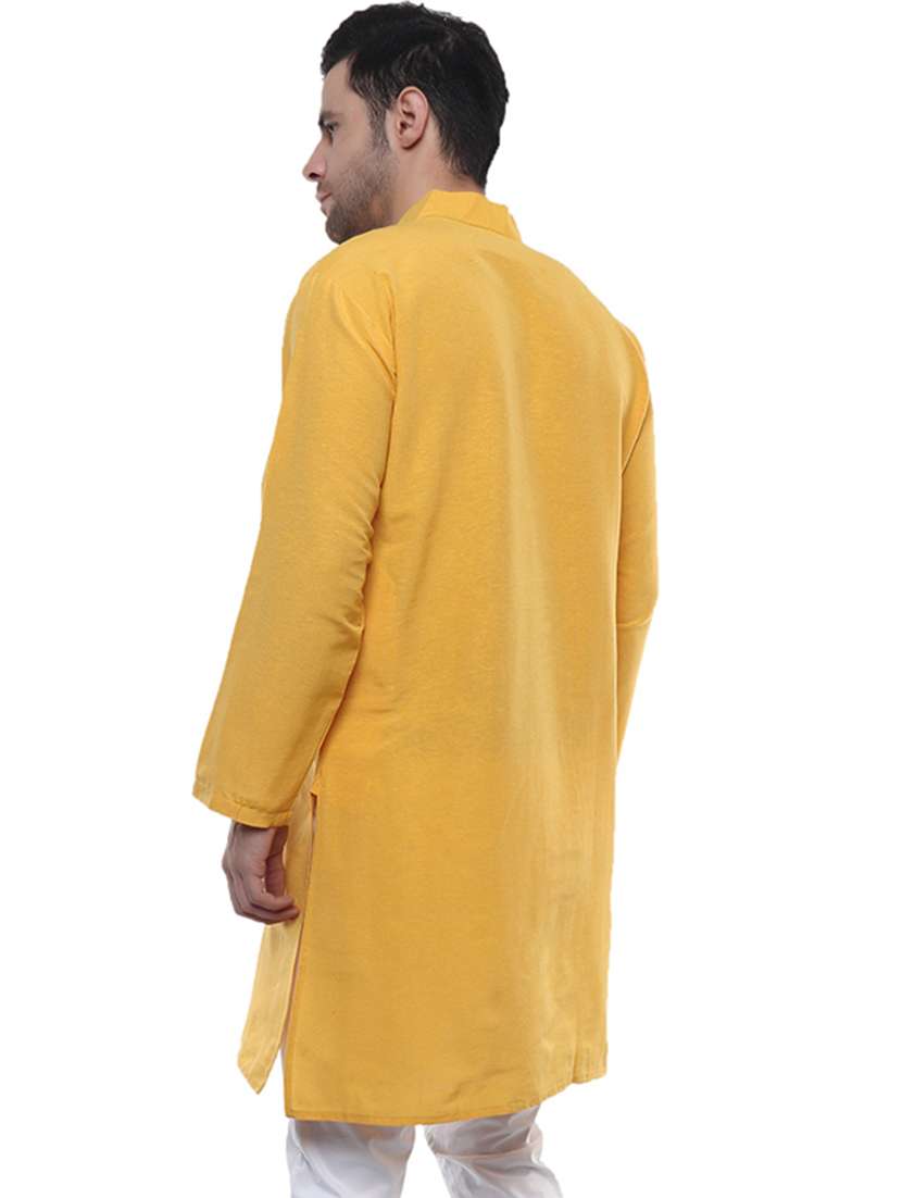 men mandarin neck solid long kurta - 20373037 -  Standard Image - 2