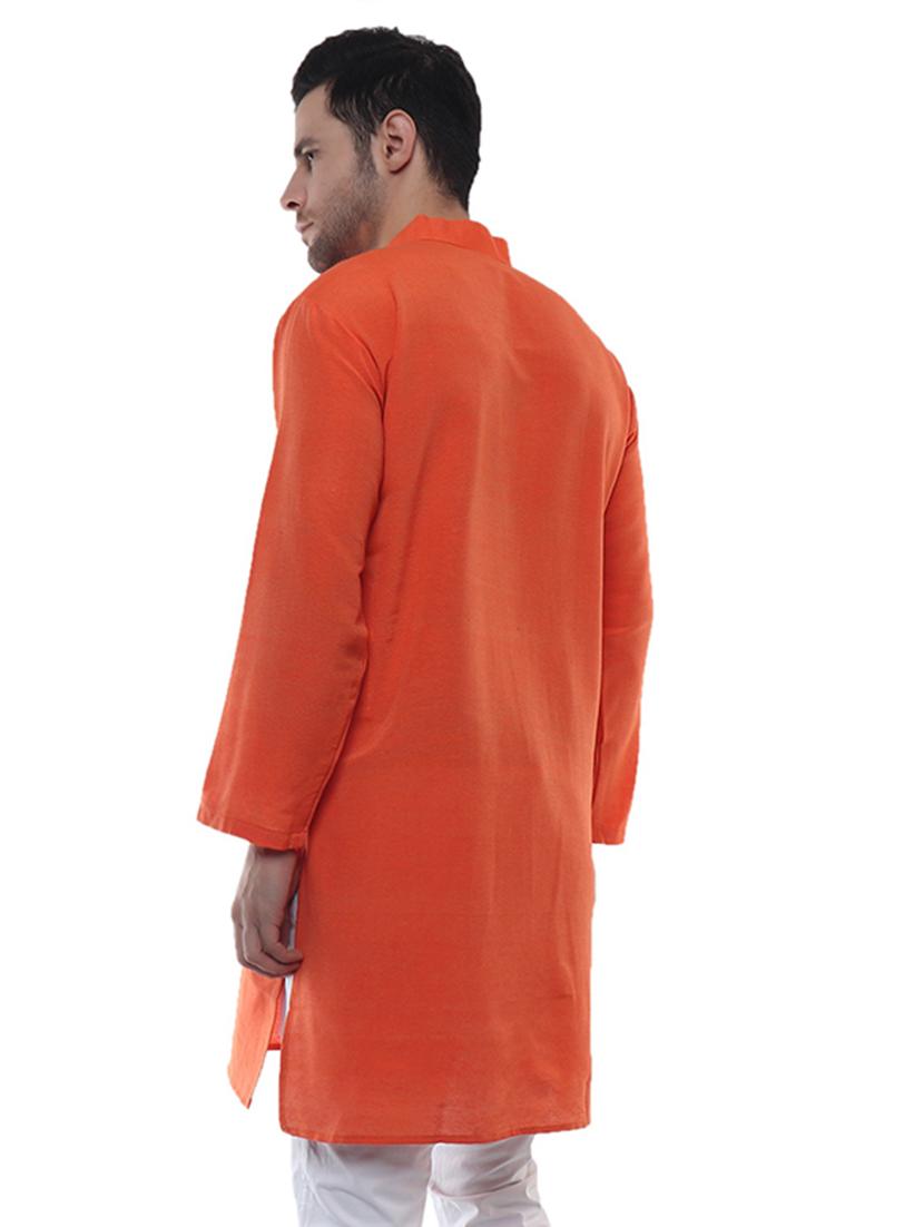 men mandarin neck solid long kurta - 20373045 - Standard Image - 2
