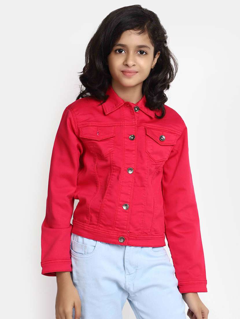 girls solid jacket