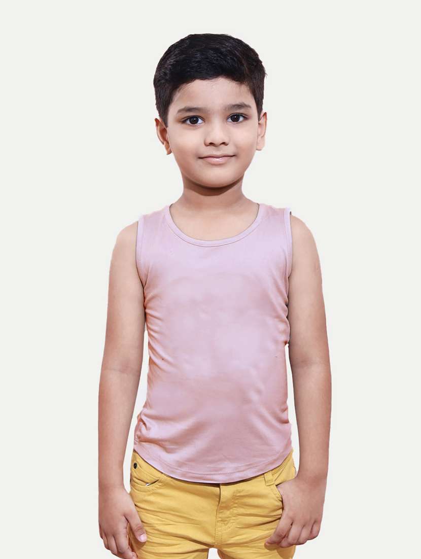boys pink solid pure cotton vest