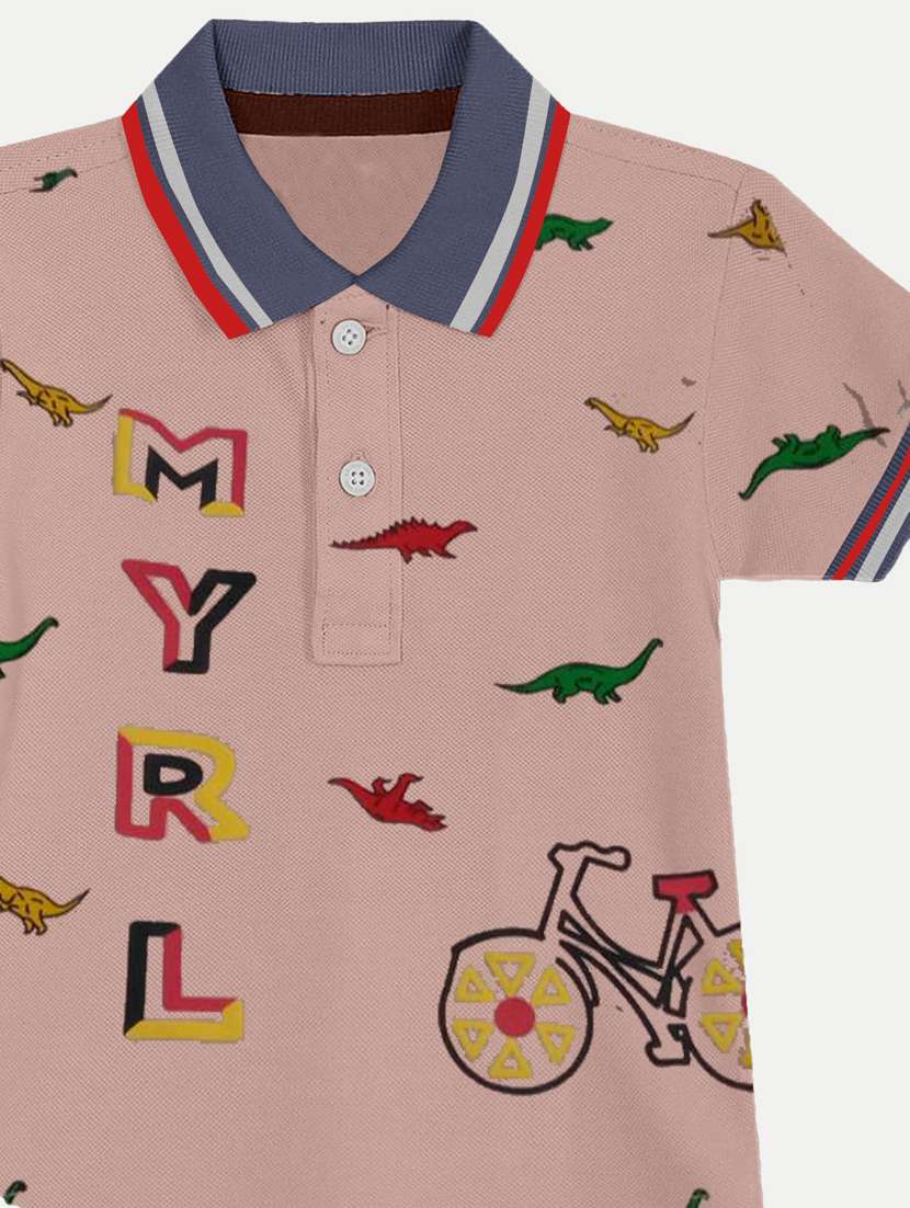 boys quirky print nude colored polo t-shirt - 20373923 -  Standard Image - 2