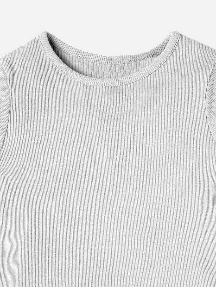 girls grey cotton regular tee - 20374225 -  Standard Image - 2