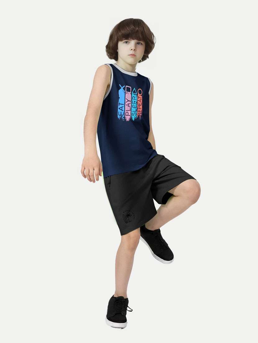 boys blue cotton vest - 20374545 - Standard Image - 2