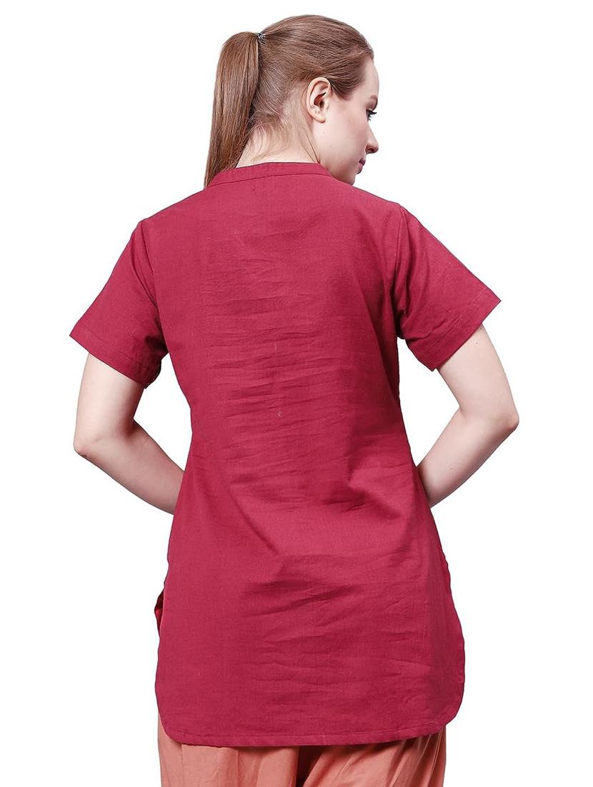 maroon solid straight kurti - 20374689 - Standard Image - 2