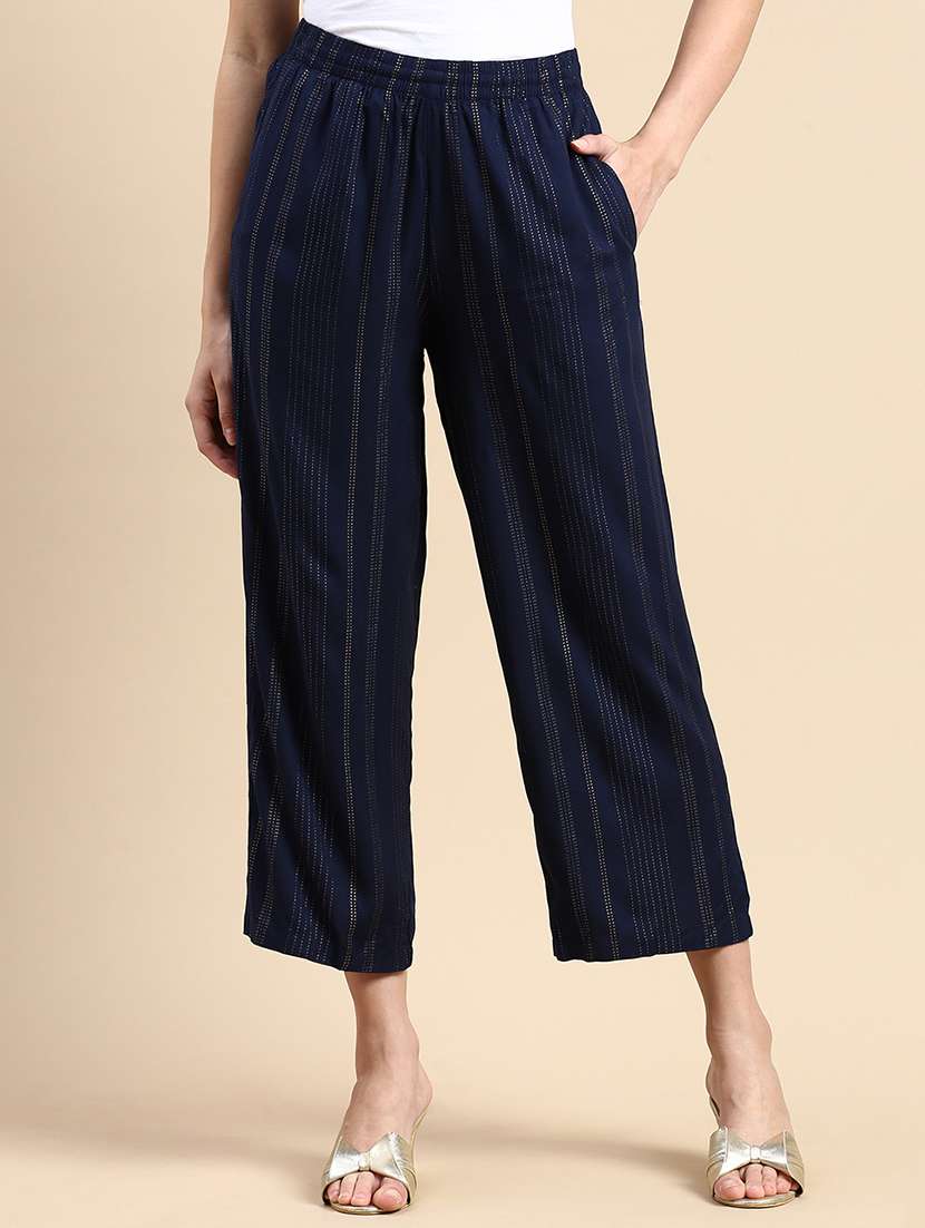 women navy blue stripes palazzo