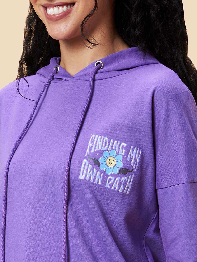 women purple cotton regular sweatshirt - 20375059 -  Standard Image - 7