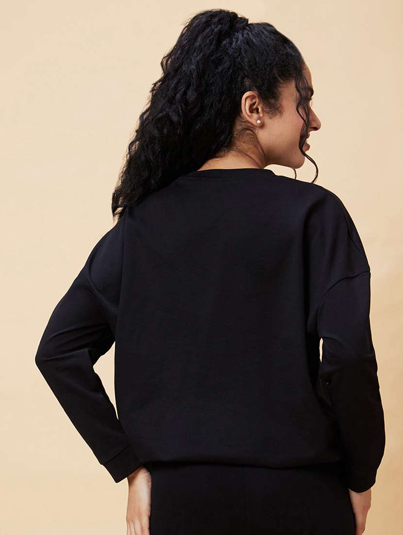 women black cotton front print sweatshirt - 20375060 -  Standard Image - 2