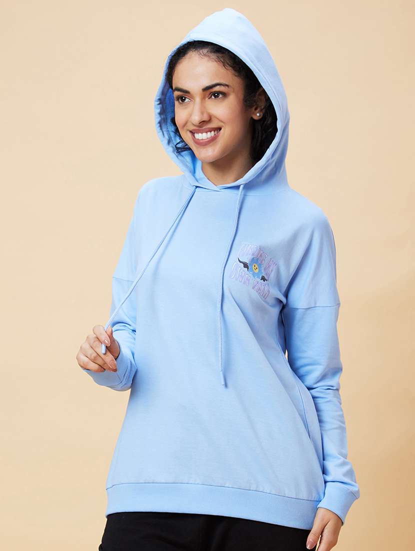 women light blue cotton regular sweatshirt - 20375061 -  Standard Image - 2