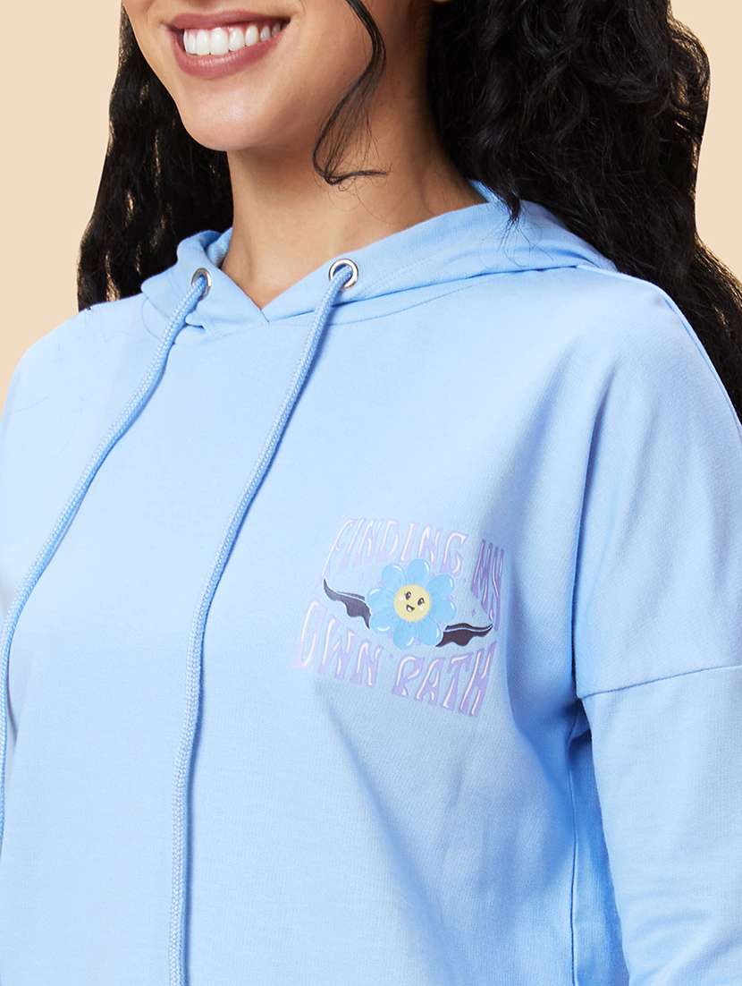 women light blue cotton regular sweatshirt - 20375061 -  Standard Image - 7