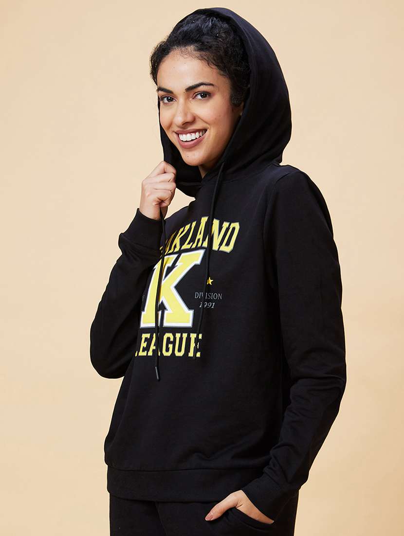 women black cotton front print sweatshirt - 20375062 -  Standard Image - 2