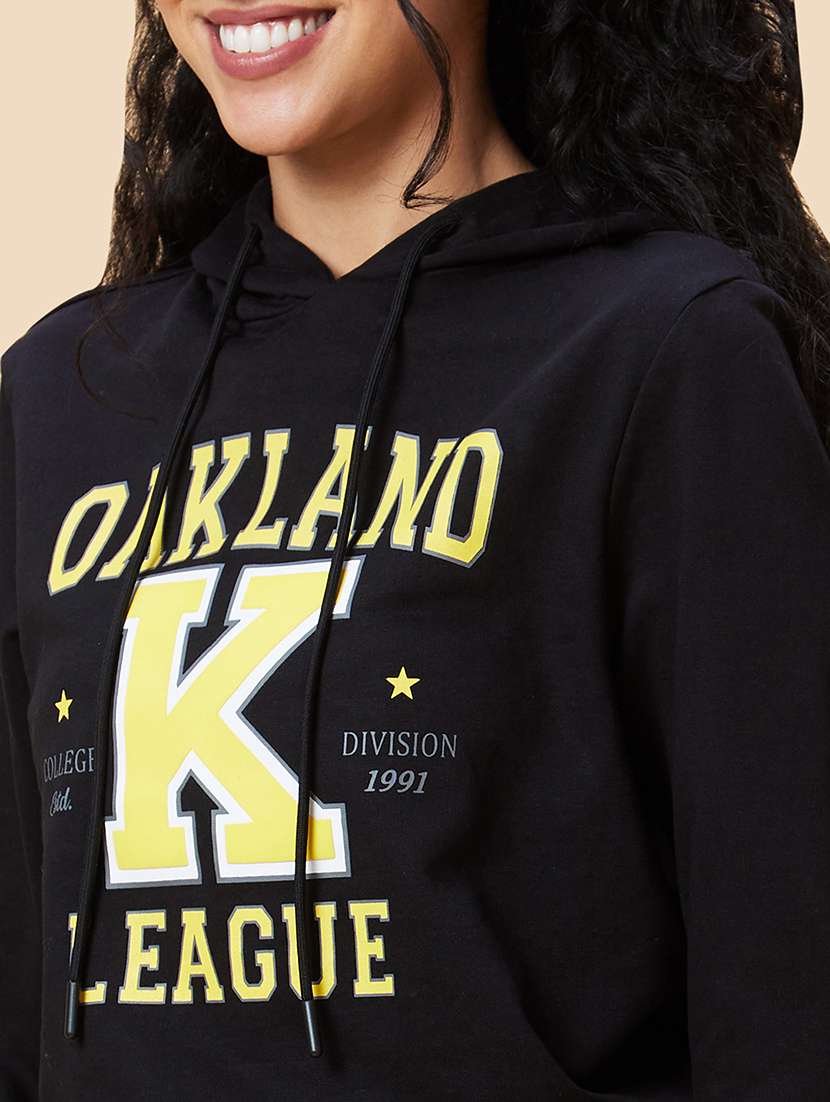 women black cotton front print sweatshirt - 20375062 -  Standard Image - 7