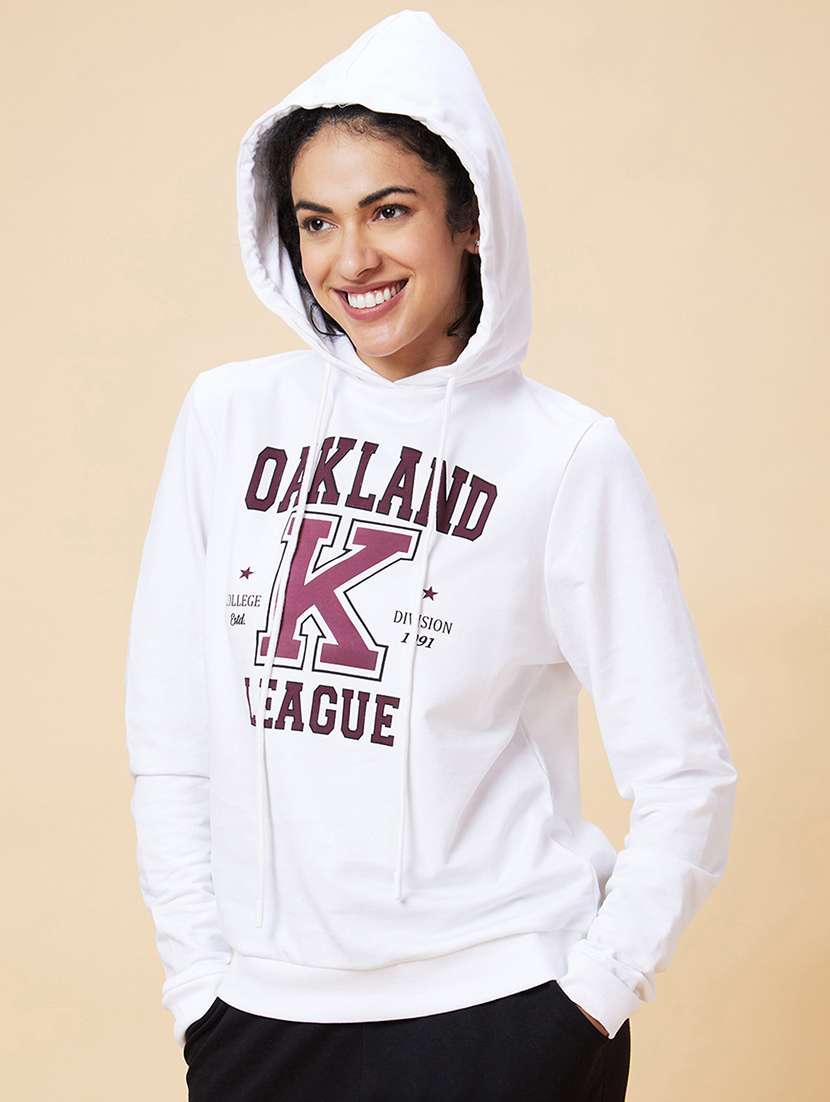 women white cotton front print sweatshirt - 20375063 -  Standard Image - 2