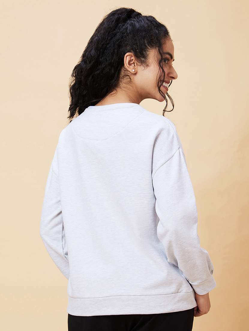 women grey cotton front print sweatshirt - 20375064 - Standard Image - 2