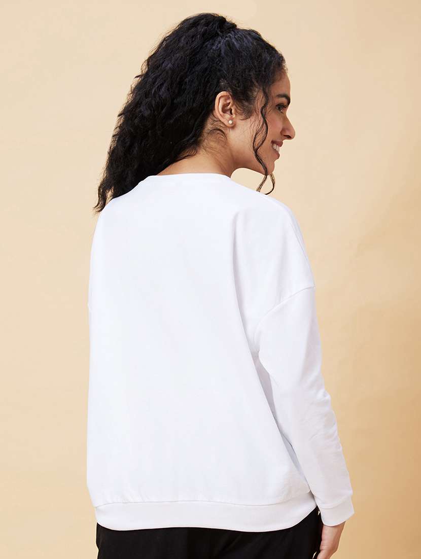 women white cotton front print sweatshirt - 20375066 - Standard Image - 2
