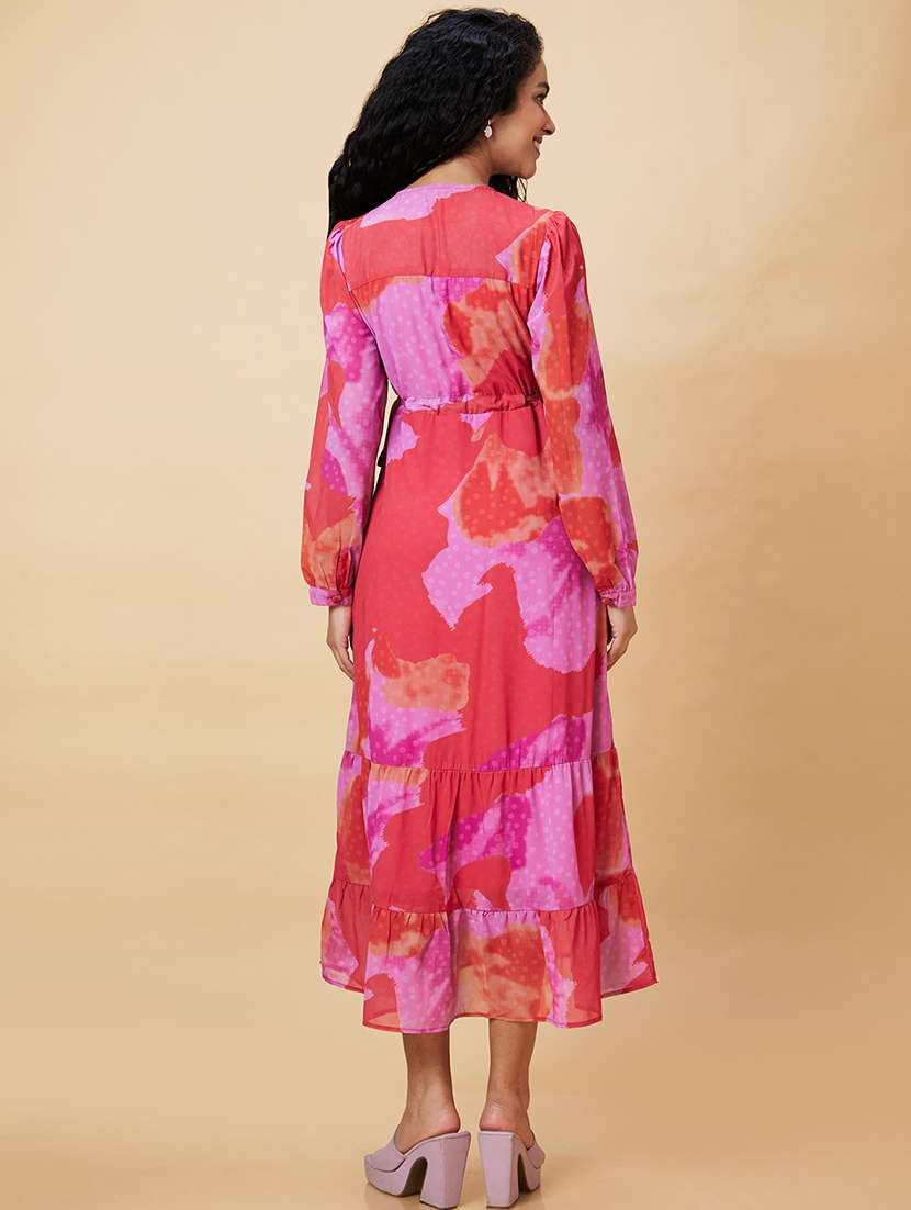 women pink polyester fit & flare dress - 20375083 - Standard Image - 2