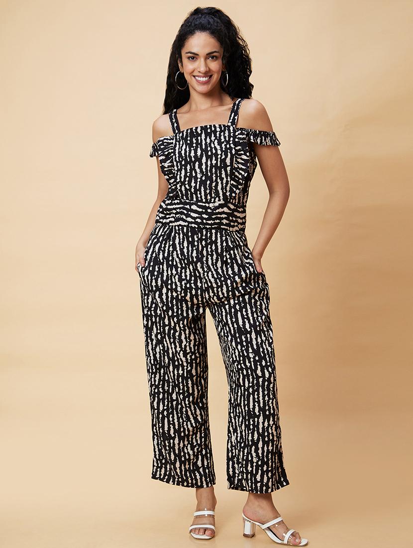 black printed full leg jumpsuit - 20375089 - Zoom Image - 0