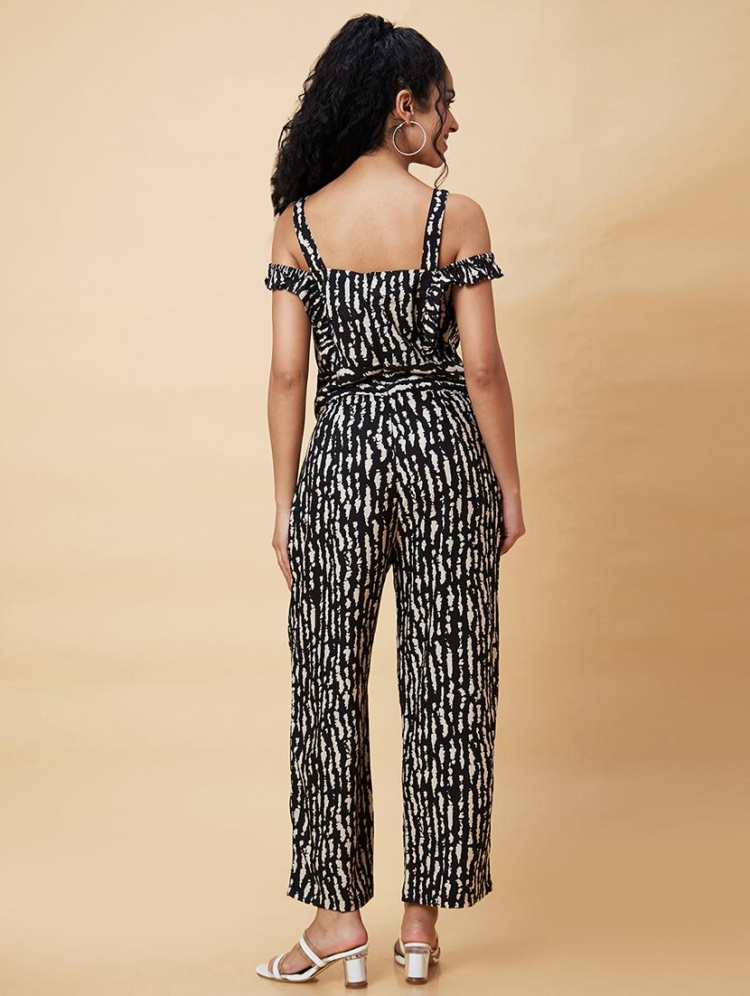 black printed full leg jumpsuit - 20375089 - Standard Image - 2
