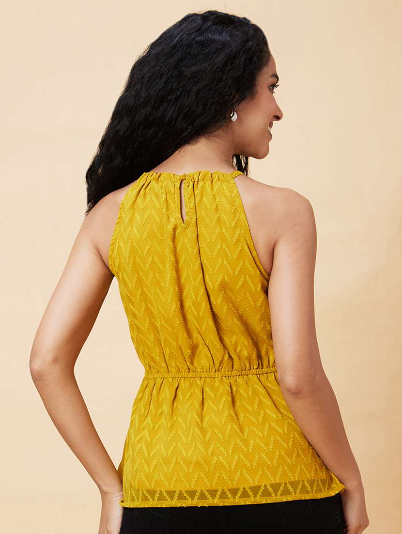 yellow self-designed peplum top - 20375101 -  Standard Image - 2