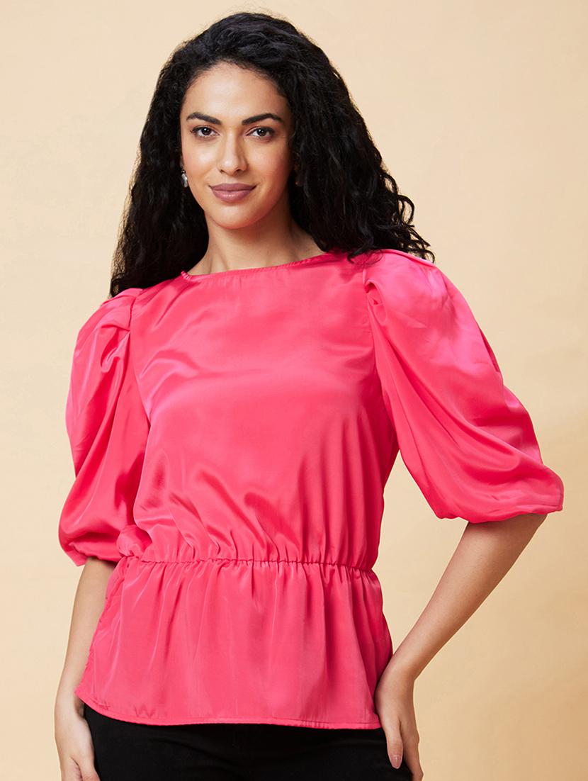 pink solid regular top - 20375105 -  Zoom Image - 0