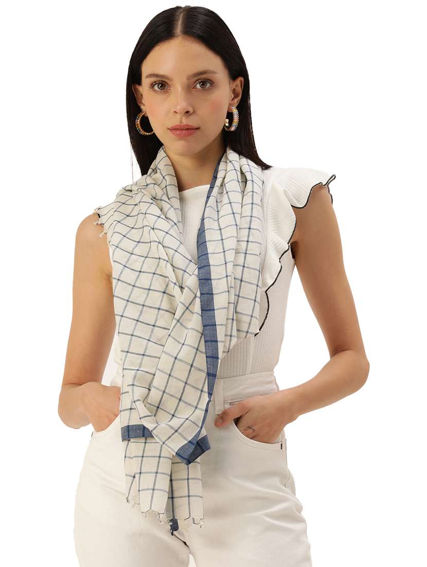 handwoven checks cotton scarf with border