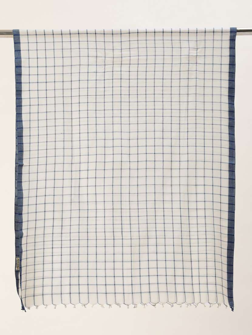 handwoven checks cotton scarf with border - 20375213 -  Standard Image - 2