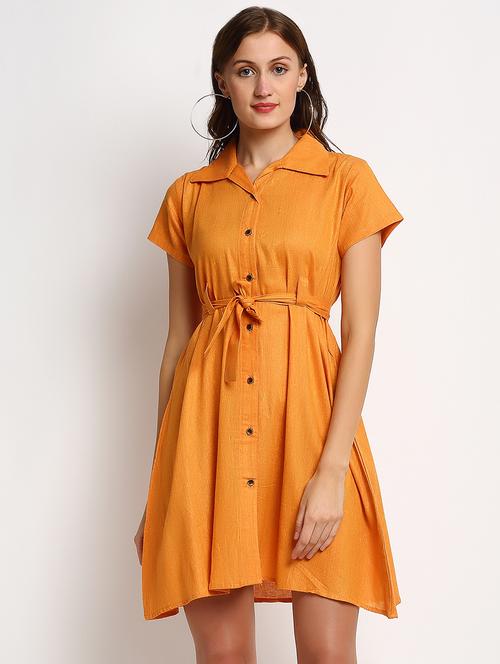 orange solid a-line dress - 20375234 -  Standard Image - 0