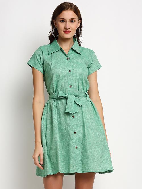 green solid a-line dress - 20375236 -  Standard Image - 0