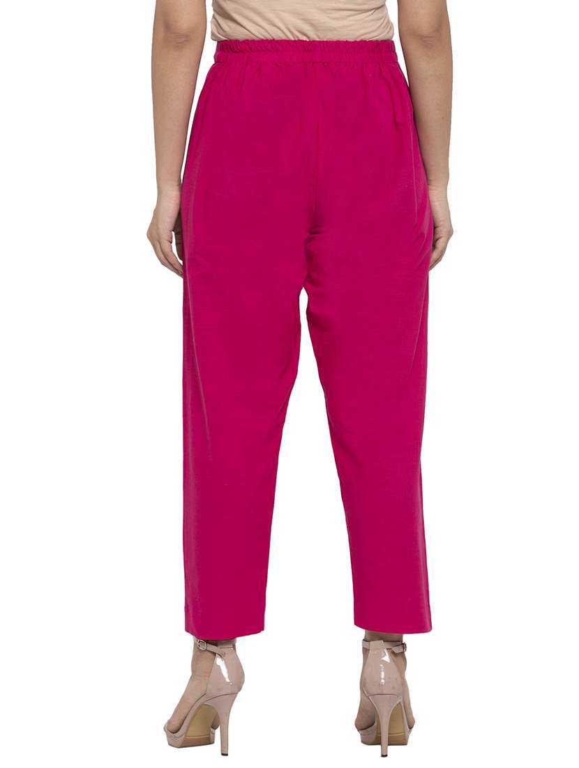 women pink ankle length straight pants - 20375306 - Standard Image - 2
