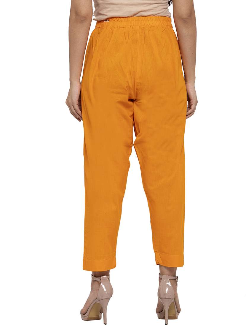 women mustard ankle length straight pants - 20375309 -  Standard Image - 2