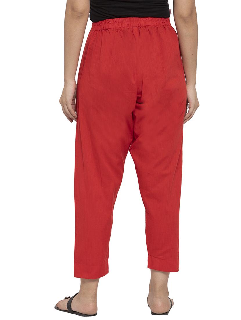 women red ankle length straight pants - 20375310 - Standard Image - 2