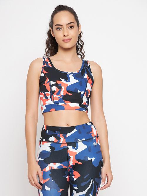 blue abstract print sports bra - 20375438 - Standard Image - 0