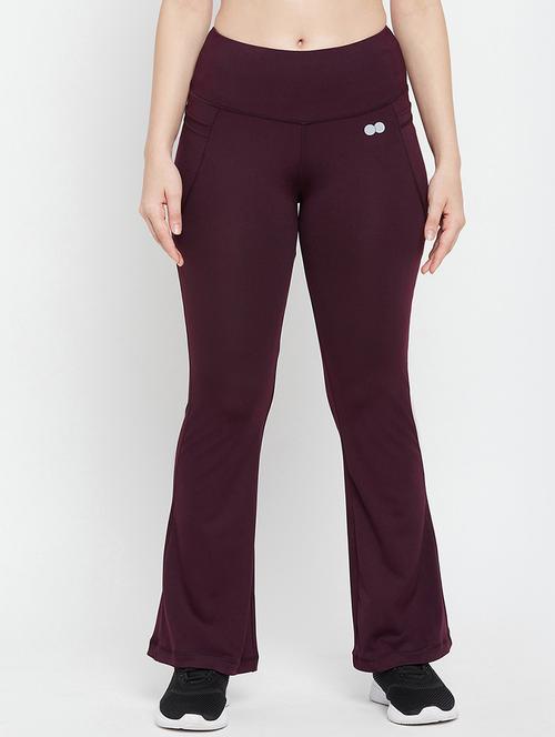 burgundy solid trackpants - 20375874 - Standard Image - 0