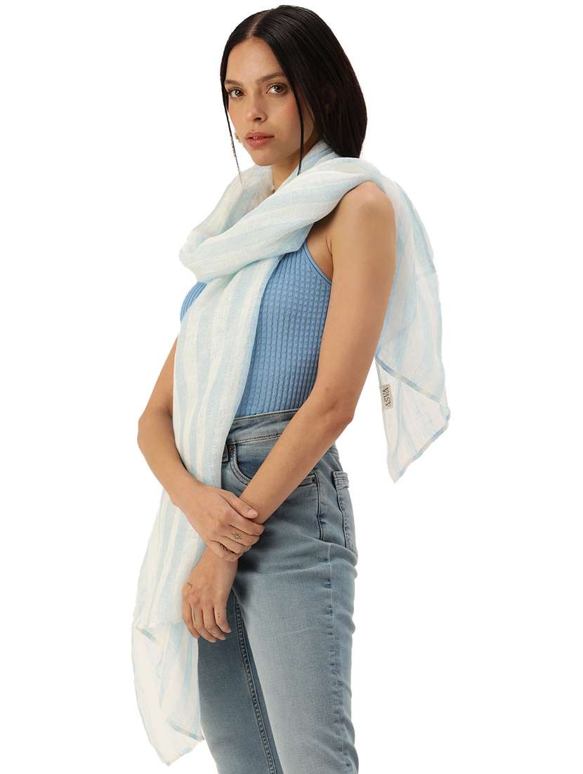 blue linen scarf