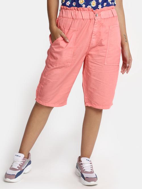 coral cotton culottes capri - 20375964 - Standard Image - 0