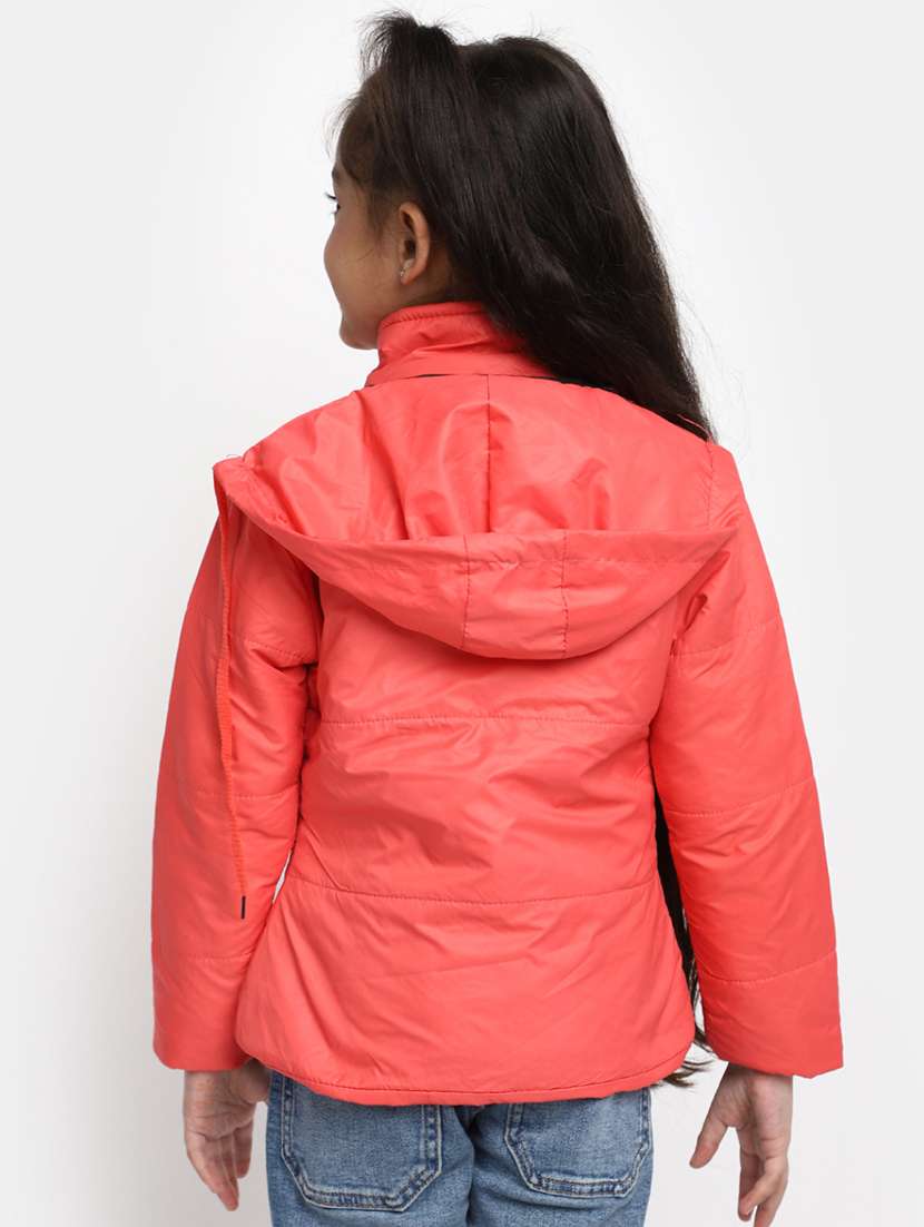 girls solid hooded jacket - 20375976 -  Standard Image - 2