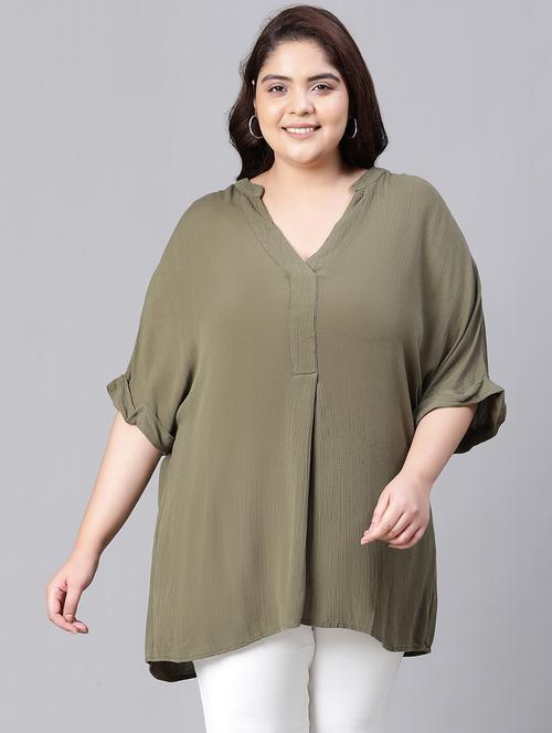 green solid boxy top - 20376624 -  Standard Image - 0