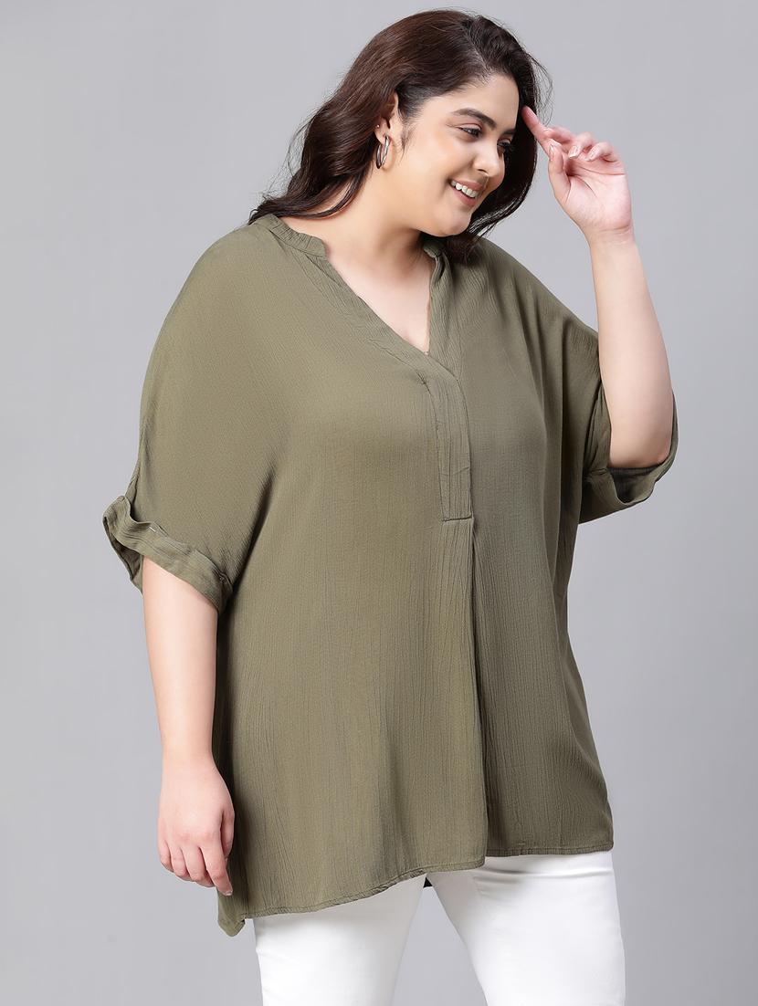 green solid boxy top - 20376624 - Standard Image - 2