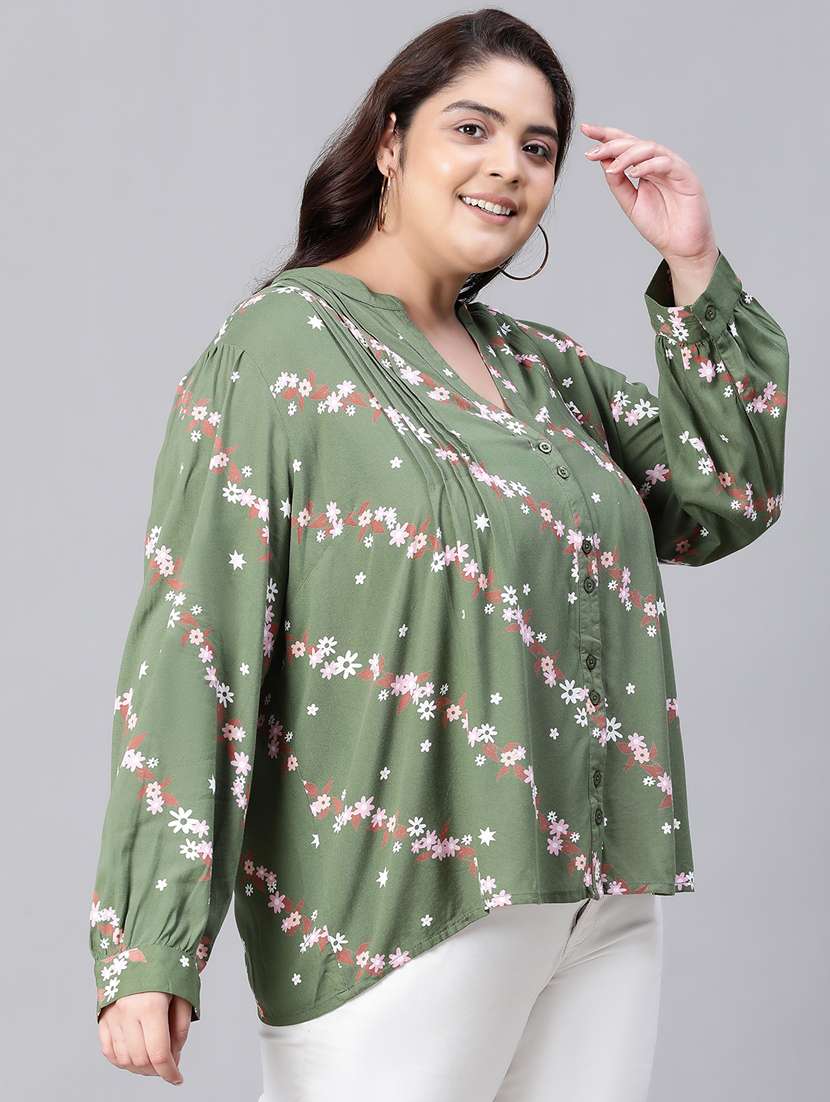 women multi color printed viscose blouson top - 20376638 - Standard Image - 2