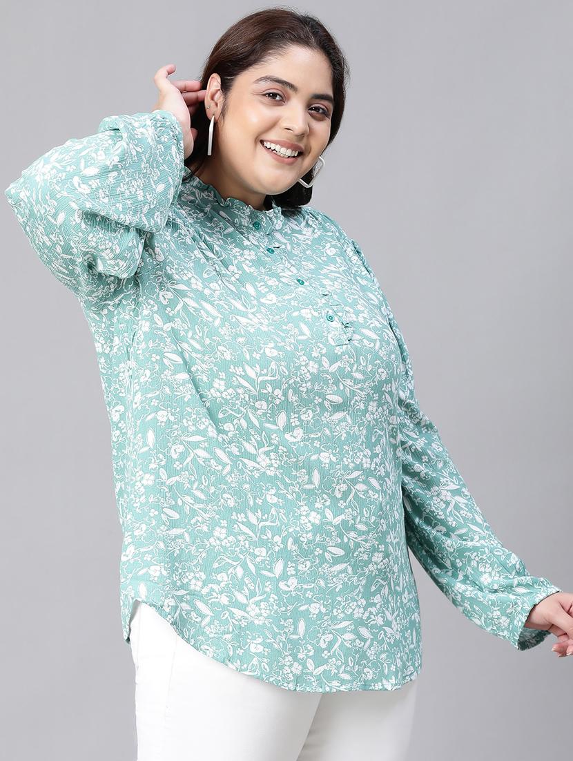 green floral printed regular top - 20376644 - Standard Image - 2