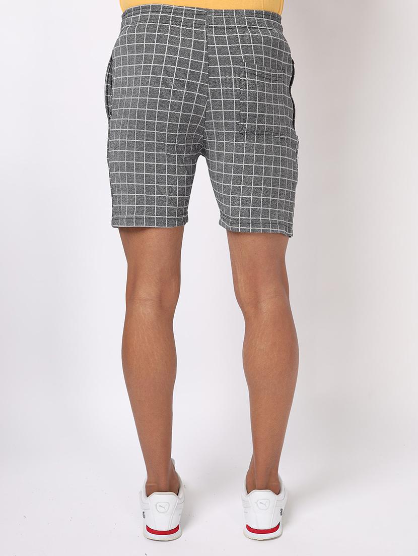 men grey checkered regular fit shorts - 20376745 - Standard Image - 2