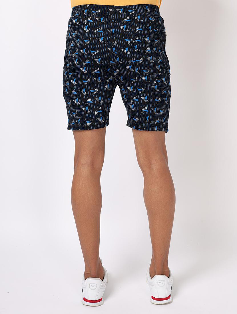 men navy blue printed regular fit shorts - 20376755 - Standard Image - 2