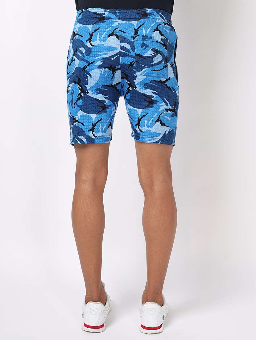 men blue printed regular fit shorts - 20376758 -  Standard Image - 2