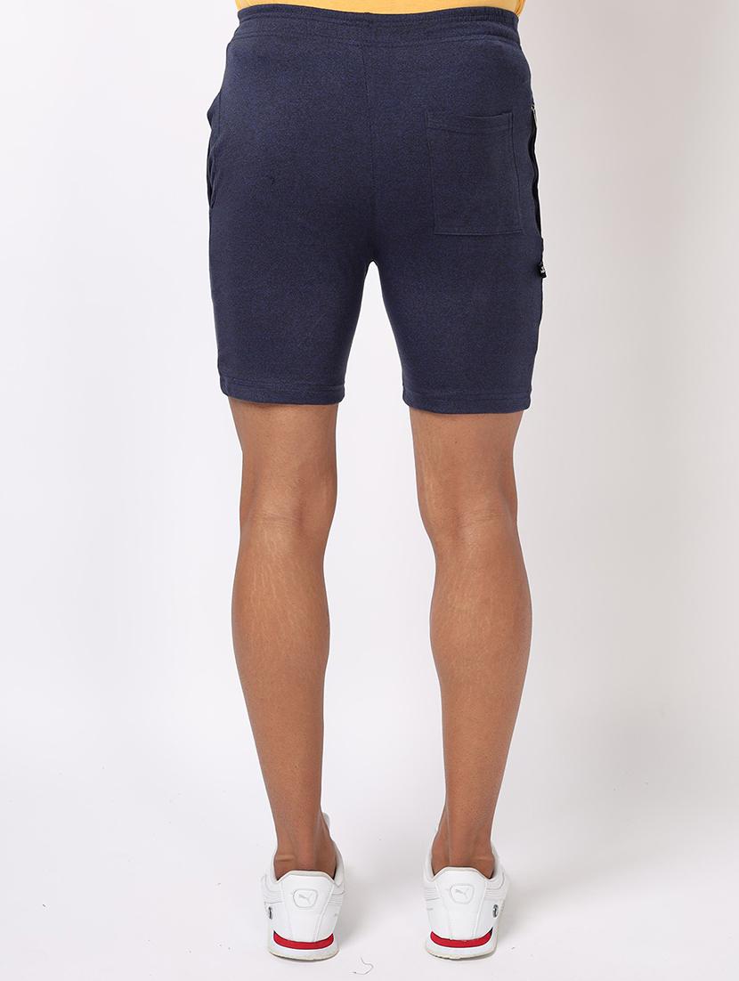 men navy blue solid regular fit shorts - 20376771 - Standard Image - 2