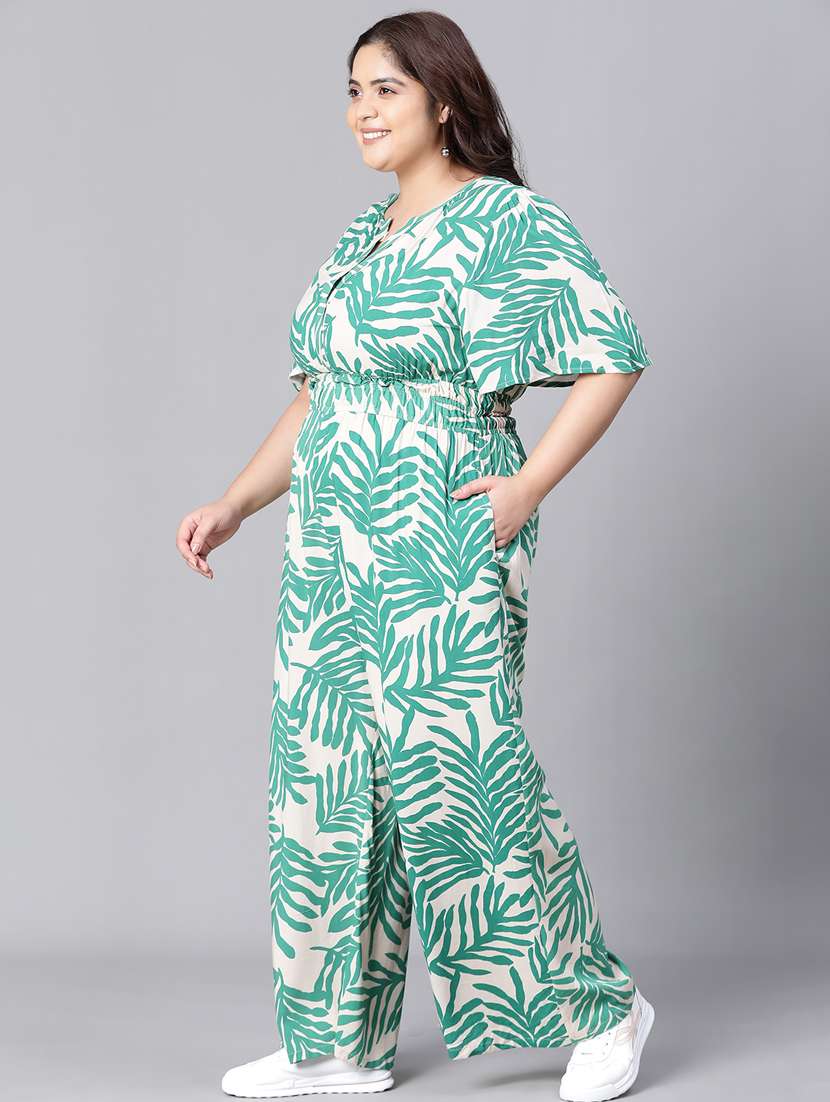 optic white tropical full leg jumpsuit - 20376820 -  Standard Image - 2