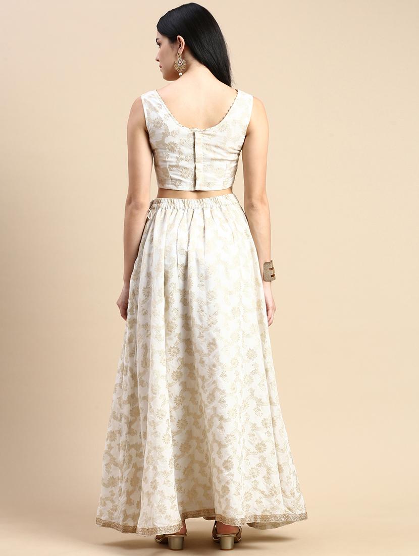 women self design off white brocade sleeveless blouse - 20376835 - Standard Image - 2