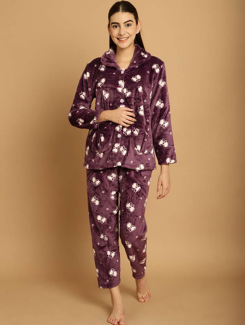 women purple nightwear pyjama set