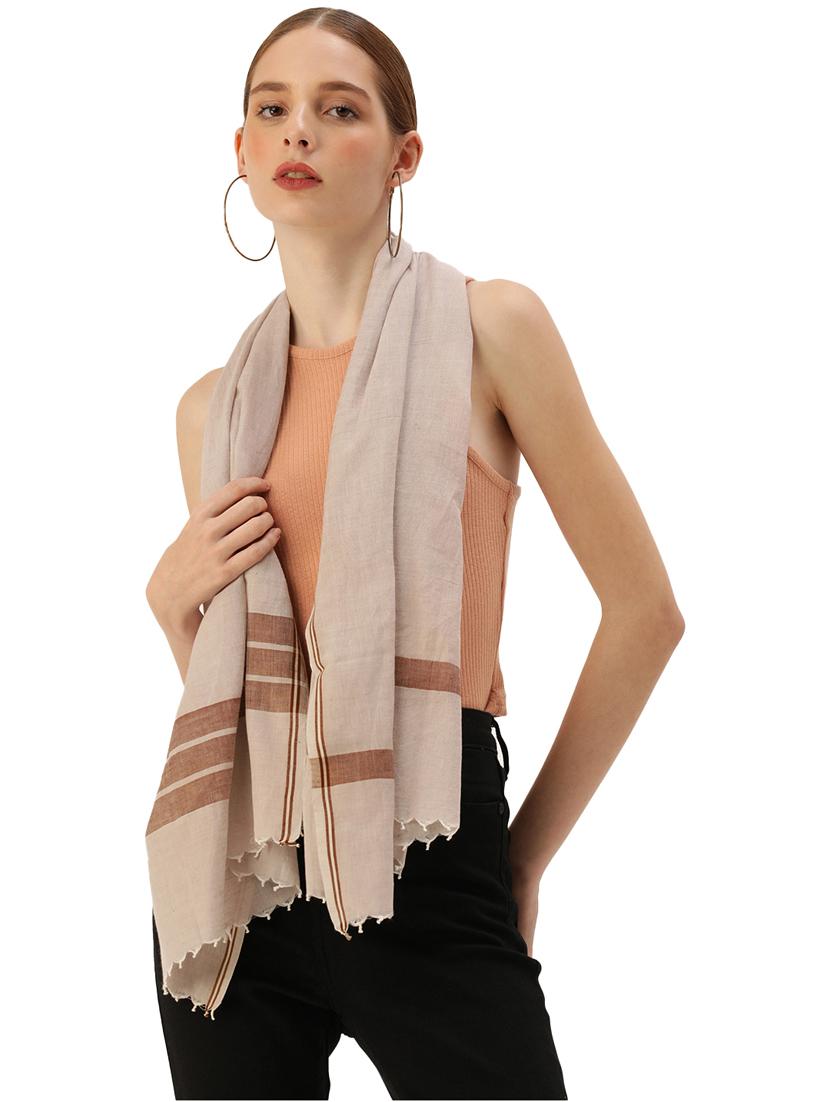 handwoven cotton scarf in tones of brown border - 20376859 - Zoom Image - 0