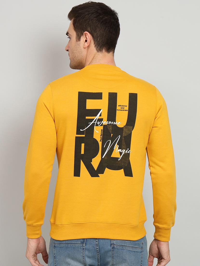 men mustard fleece chest print sweatshirt - 20377736 - Standard Image - 2