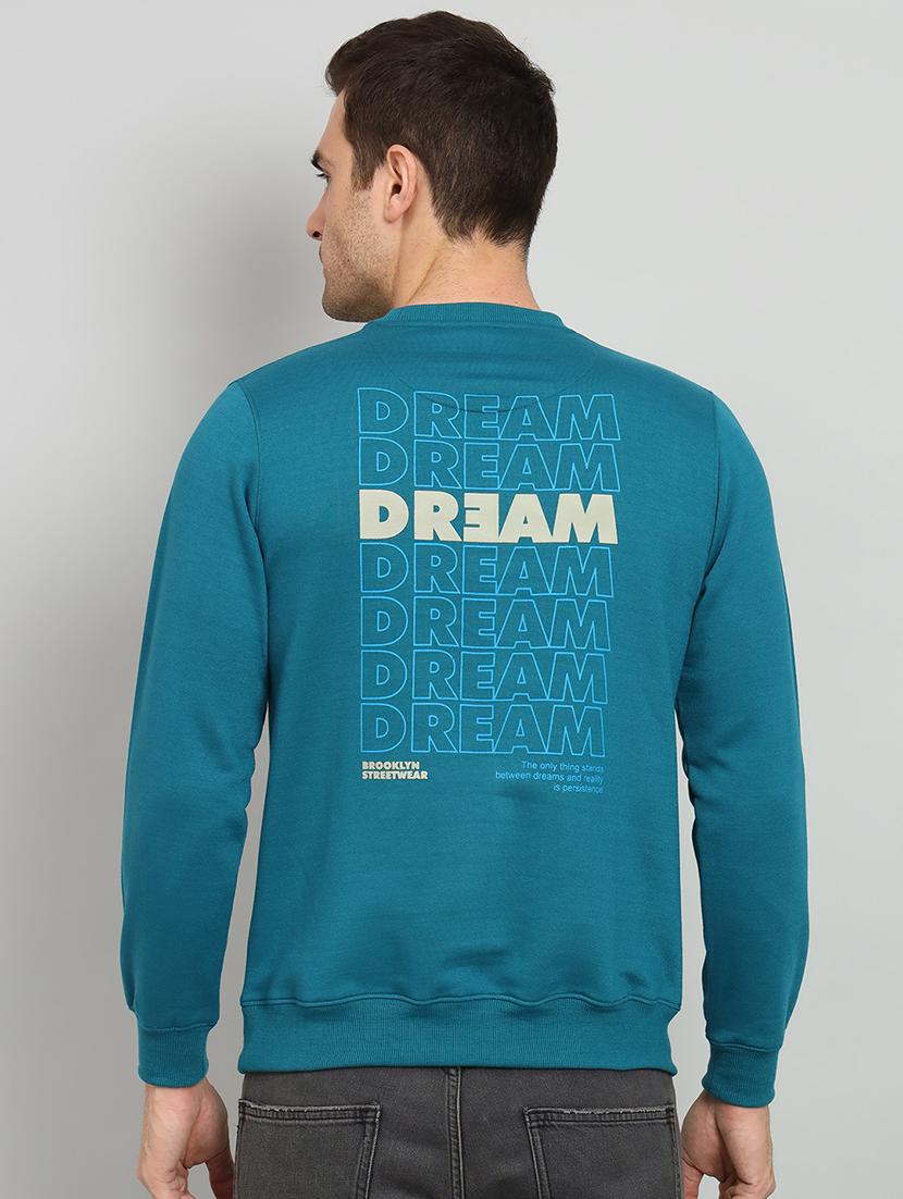 men blue fleece back print sweatshirt - 20377739 - Standard Image - 2